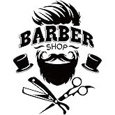 SUPERDANT Barber Shop Wall Stickers Vintage Barbershop Window Wall Decor | Barber Salon Peel and Stick Decals, Hairdressing Theme,Scissors Razor Vinyl Art Mural, for Haircut Shops Decorations Gifts