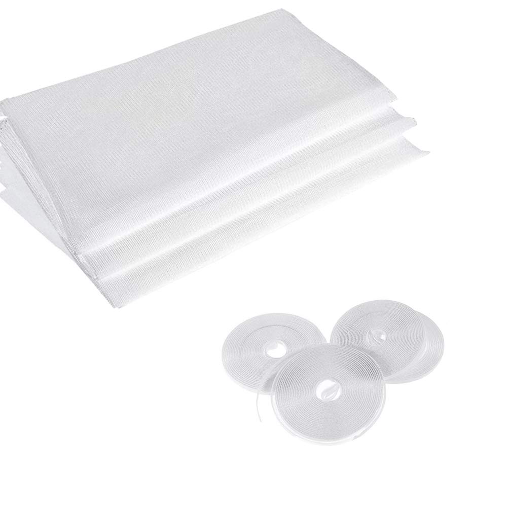 3 Pack Insect Screen Net for Windows with 4 Rolls Self-Adhesive Tapes, Fly Bug Insect Screen Mesh Mosquito Protector Kit, 1.5m x 1.3m, White
