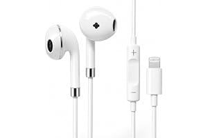 Fone de Ouvido com Fio Compatível iPhone 14/13/12/11/XR/XS/X/SE Compatível Lightning iOS - Microfone Integrado Controle de Volume Som Estéreo HD Intra‑Auricular Anti Ruído Smartphones Celular Tablets