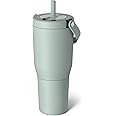 BrüMate Resa 35oz 100% Leakproof Travel Tumbler with Handle & Straw | Flexible Soft Sip Straw | Silicone Sleeve for Durability | Stainless Steel | Cup Holder & Travel Friendly | (Sage)