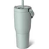 BrüMate Resa 35oz 100% Leakproof Travel Tumbler with Handle & Straw | Flexible SoftSip Straw | Silicone Sleeve for Durability | Stainless Steel | Cup Holder & Travel Friendly Water Bottle | (Sage)