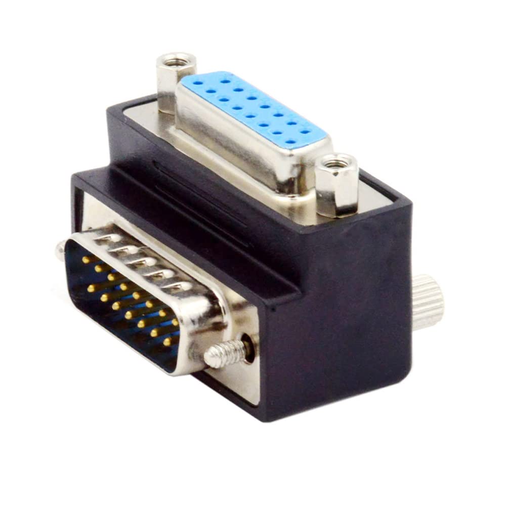 NFHK Up 90 Degree Angled DSUB D-subminiature 15pin Male to Female Extension Adapter DB Connector