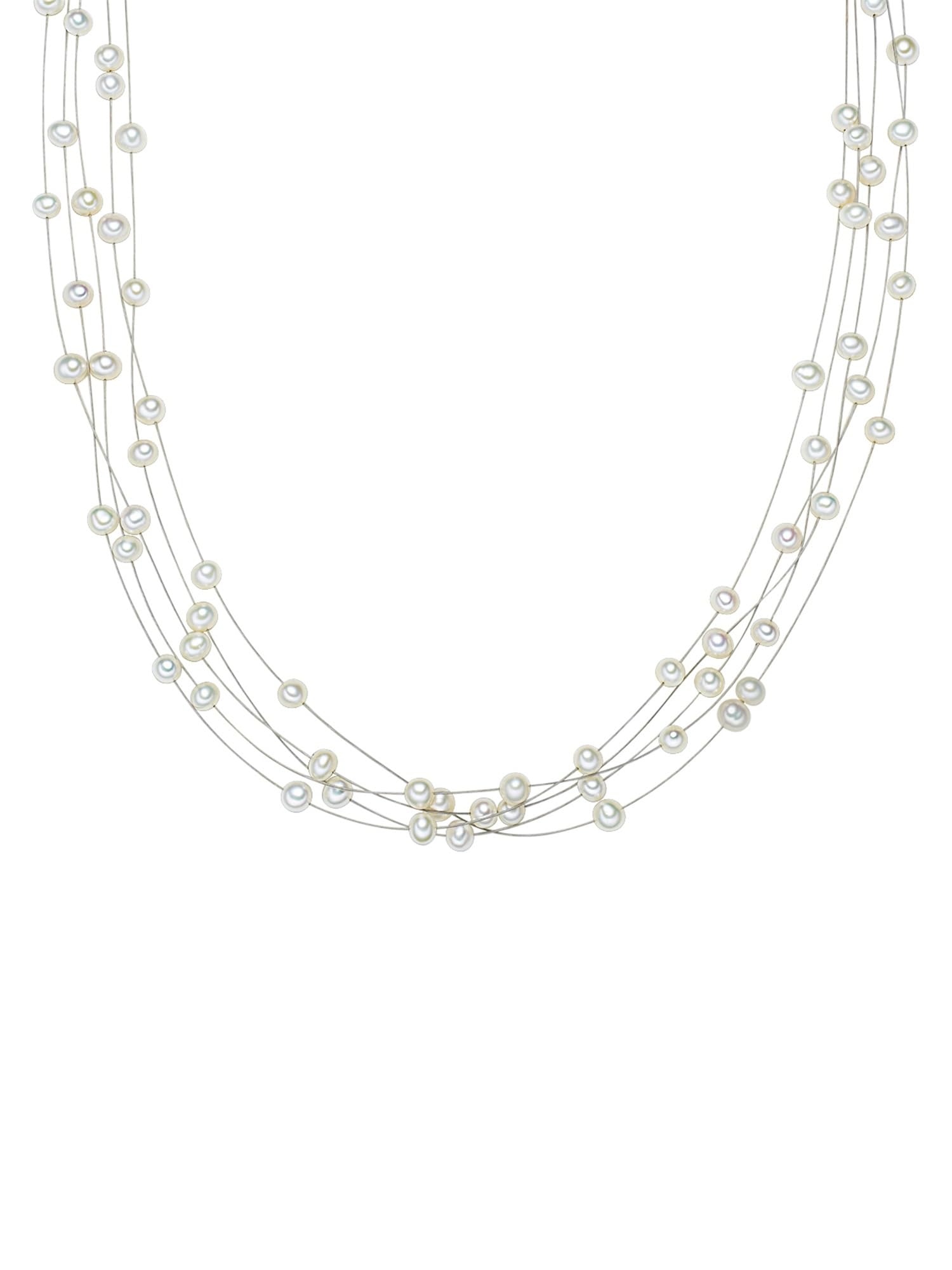 Valero Pearls Sterling Silver 925 rhodium-plated Ladies Necklace with Freshwater cultured pearls white 00400310
