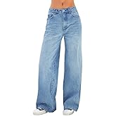 EMMIOL Women's 2026 Wide Leg Jeans Distress Mid Waist Denim Pants Vintage Y2K Trousers