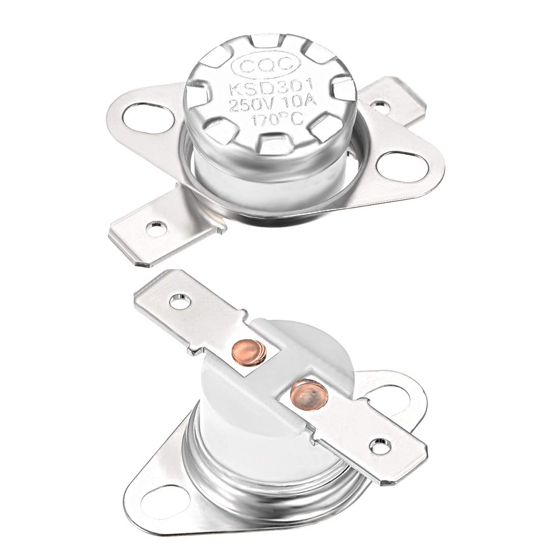 sourcing map KSD301 Thermostat 170°C/338°F 10A Normal Closed N.C Adjust Snap Disc Temperature Switch for Microwave,Oven,Coffee Maker 2pcs,Ceramic Material