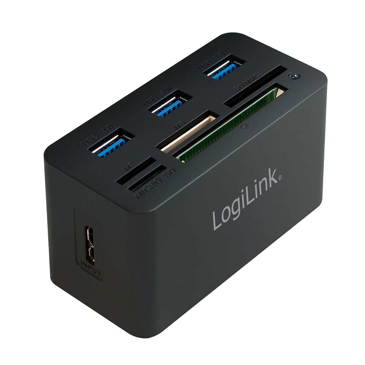 LogiLink CR0042 USB 3.0 Hub with All-in-One Card Reader - Micro SD/SD/MS/M2/CF - Black