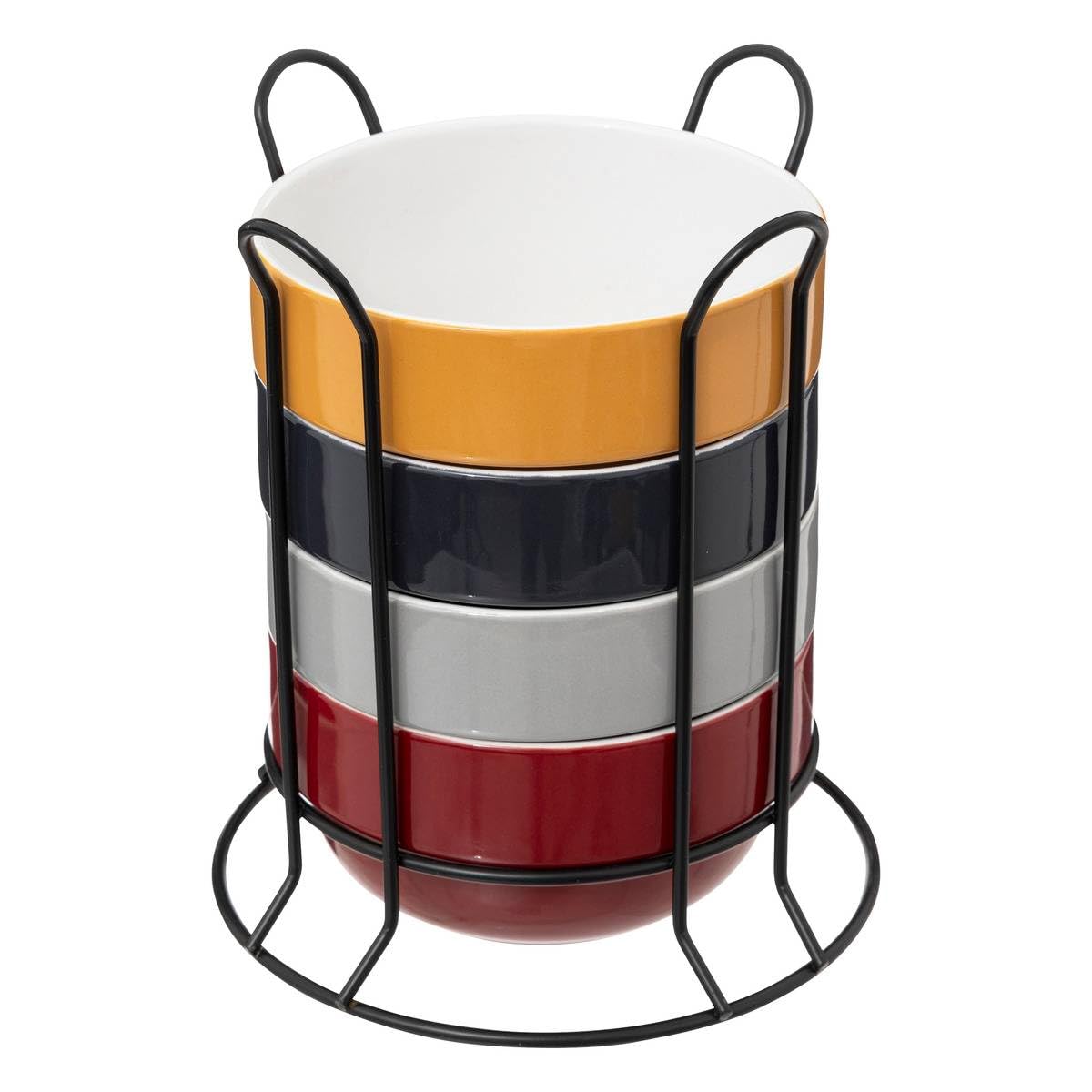 Secret de Gourmet Set of 4 Coloured Bowls 50cl on Rack