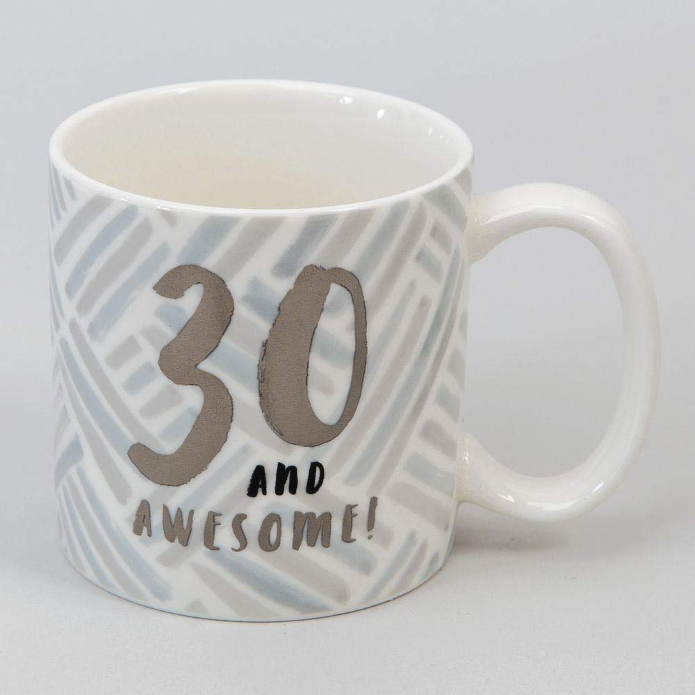 Hotchpotch Luxury Ceramic Male Mug Silver and Grey 30th Birthday Gift Boxed