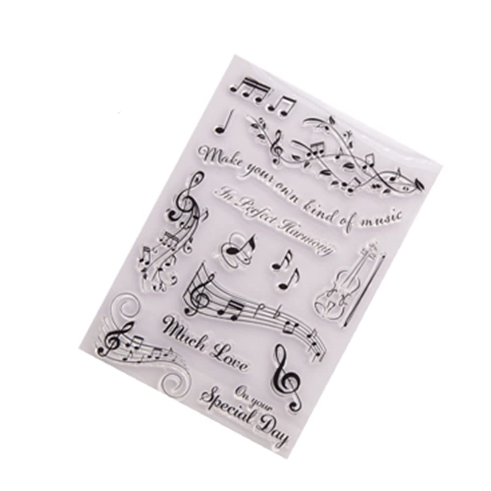 Art Stamps Silicone Removable Art Stickers Transparent Silicone Musical Notes DIY Scrapbooking Clear Stamps for Handmade Birthday Card Gift Tags