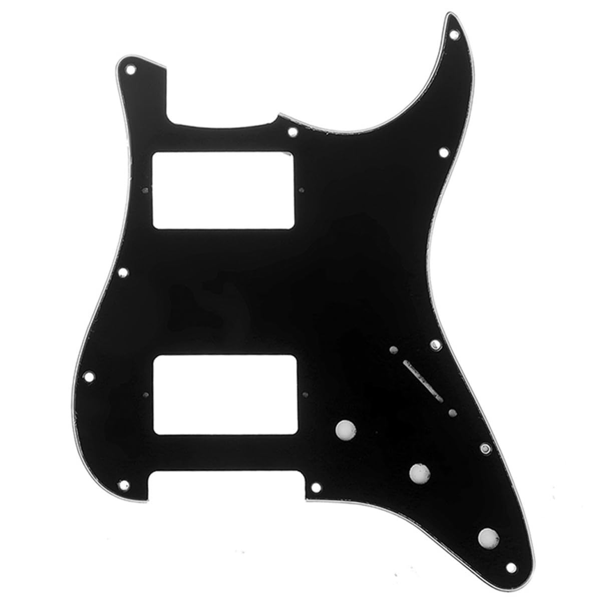 Musiclily Pro 11 Hole HH Strat Pickguard 2 Humbuckers Scratch Plate for American/Mexican Fender Standard Stratocaster Modern Style Electric Guitar, 3Ply Black