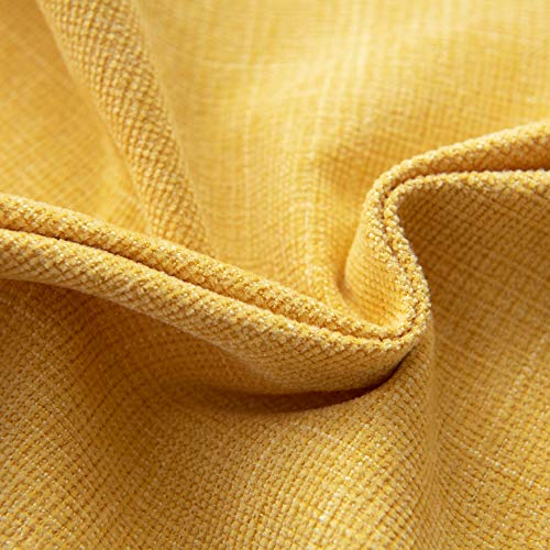 Anickal Mustard Yellow Pillow Covers 18x18 Inch Set of 2 Rustic Farmhouse Chenille Decorative