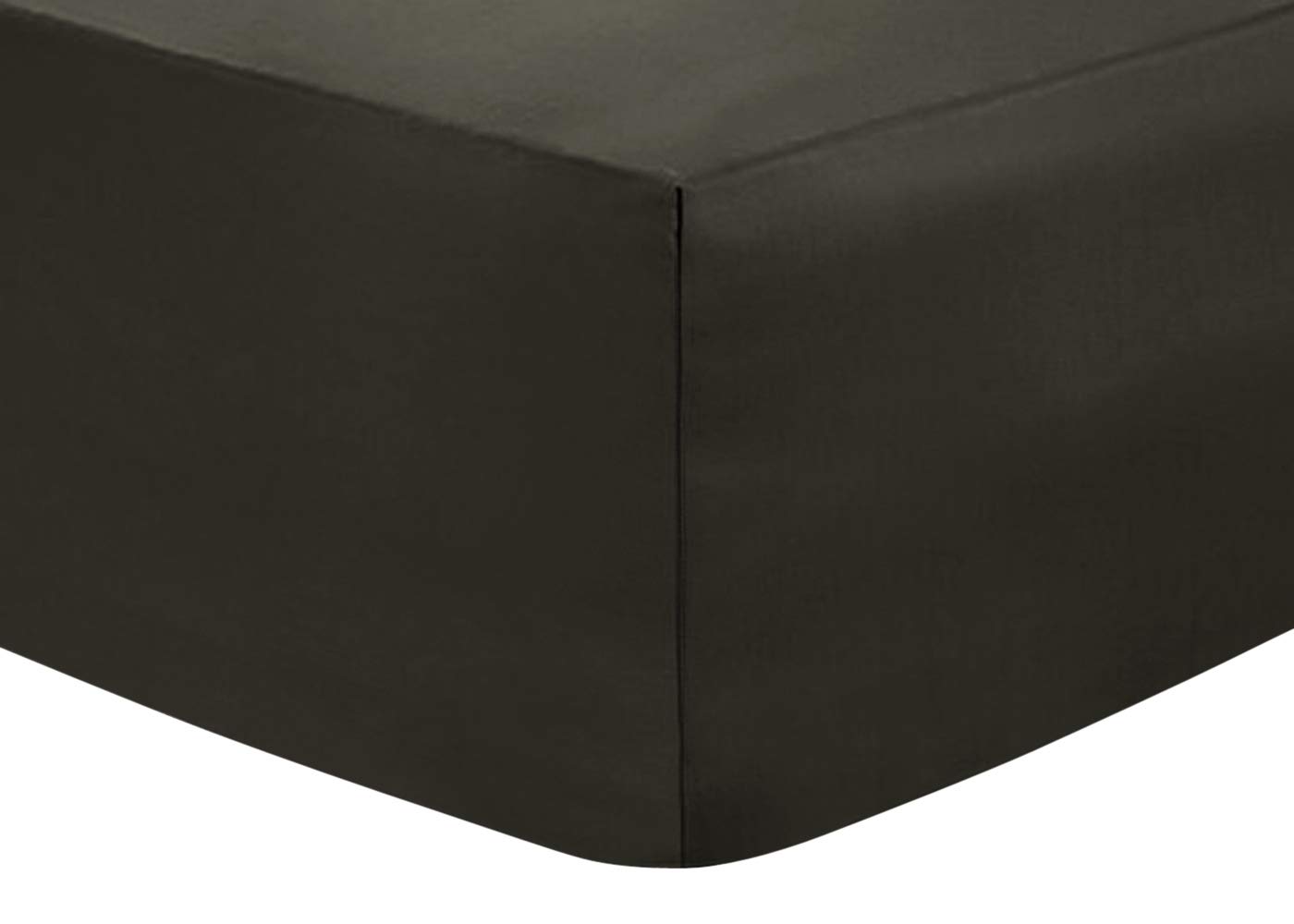 Deep Fitted Bed Sheets Easy-Care Non-Iron Percale 10'' / 25CM Fitted Sheet, Super King - Charcoal