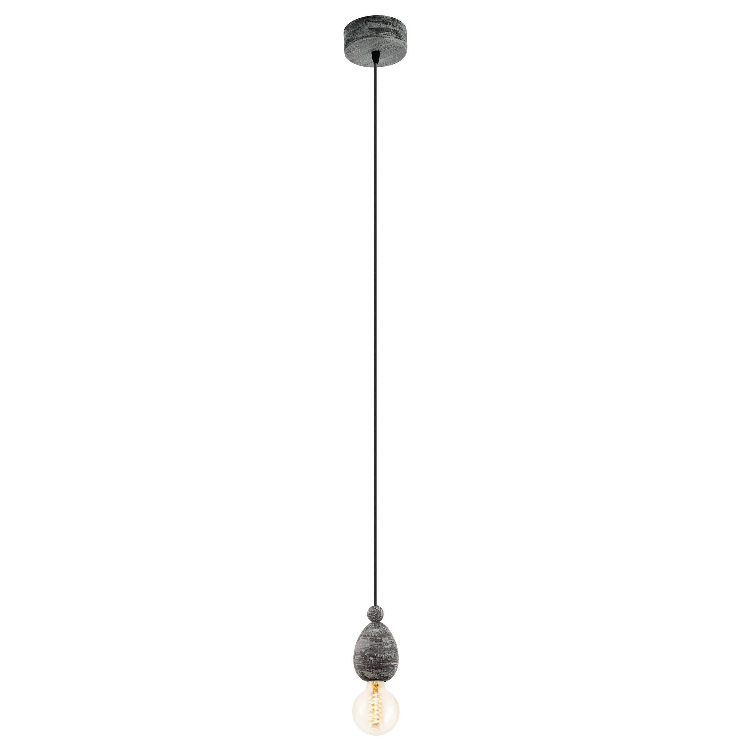 Eglo Pendant Lamp Avoltri, Dining Table Pendant Light, Wood in Black Patina, E27 Socket