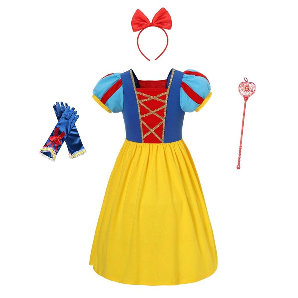 Lito Angels Princess Snow White Fancy Dress Up Clothes Costume with Accessories for Kids Girls Age 4-5 Years, Yellow — image 1