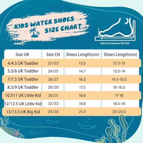 Swim Water Shoes Kids, Boys Girls Non-Slip Quick Dry Beach Shoes,Barefoot Shoes Aqua Socks for Beach Outdoor Sports