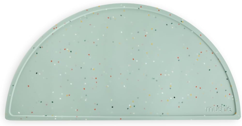 Mushie Silicone Placemat for Kids Non-Slip 48x23 cm Cambridge Blue Confetti