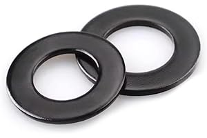 SOTOOLSTOP M8 Black Flat Washer Stainless Steel, Stainless Flat Washers Black 18-8(304), Pack of 50