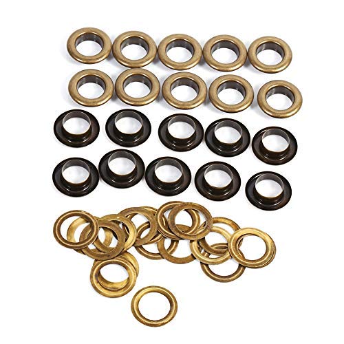 Eyelets Grommets, 10mm Brass Eyelets and Iron Washers for Leather Crafts Shoes Handbags Hats Scrapbook Projects – Durable Rustproof Metal Hardware Kits for DIY