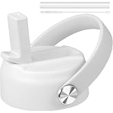KMN Wide Mouth Straw Lid with Flip Top, Replacement Cap with Straw for Hydro Flask 18 32 40 oz Wide Mouth Water Bottle &amp; 12 16 20 oz Coffee Flask, BPA-Free Leakproof Sports Lid (White)