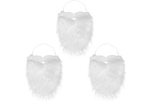 SUMERSHA 3Pcs White Fake Beards - Christmas Santa Beard Mustaches for Old Man Costume Halloween Cosplay Christmas Party Funny Props