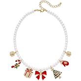 ENSKEFEN Christmas Necklaces for Women Colorful Light Bulb Necklace Christmas Tree Pendant Necklace Cute Xmas Reindeer Charm Necklaces Holiday Jewelry