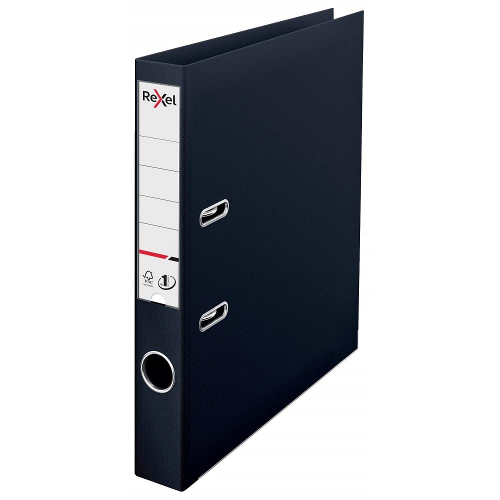 Rexel Choices, A4 Lever Arch File, 50 mm Spine, 350 Sheet Capacity, Plastic Cover, File Folder, 2115506, Black