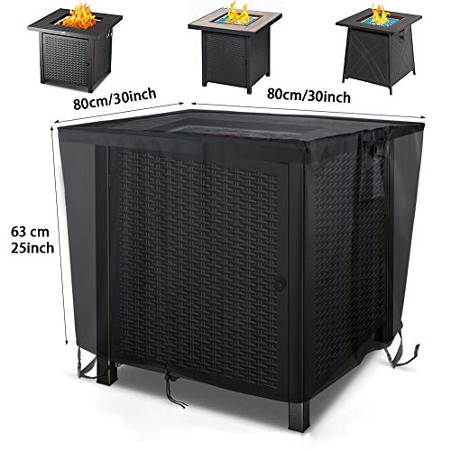 TheElves Square Fire Pit Table Cover, 30x30x25 Inch Waterproof 600D