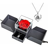 Eternal Red Preserved Roses in a Box - Featuring a heart necklace engraved . Made from real eternal red roses, this set is a perfect romantic gift for birthdays, anniversaries, Mother's Day, and more.