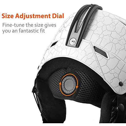 Ledivo Ski Helmet,Snowboard Helmet Adjustable Venting, Goggles and Audio Compatible, Removable
