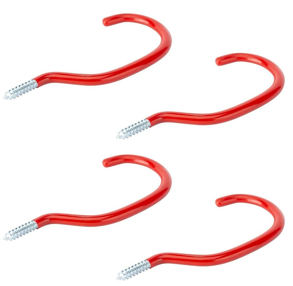 TERF® Universal Tool Hook Screw-in Hooks Storage Shed Garage Utility Hook Multi-Purpose Hooks Set Heavy Duty Wall Mount Vinyl Coated Storage Household Hooks for Garden Garage Shed Tools - Pack of 4