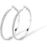 40/60/80mm Rhinestone Big Hoop Earrings for Women Shiny Round Circle Large Dangle Drop Statement Hoops Earring Fashion Lightweight Party Jewelrys