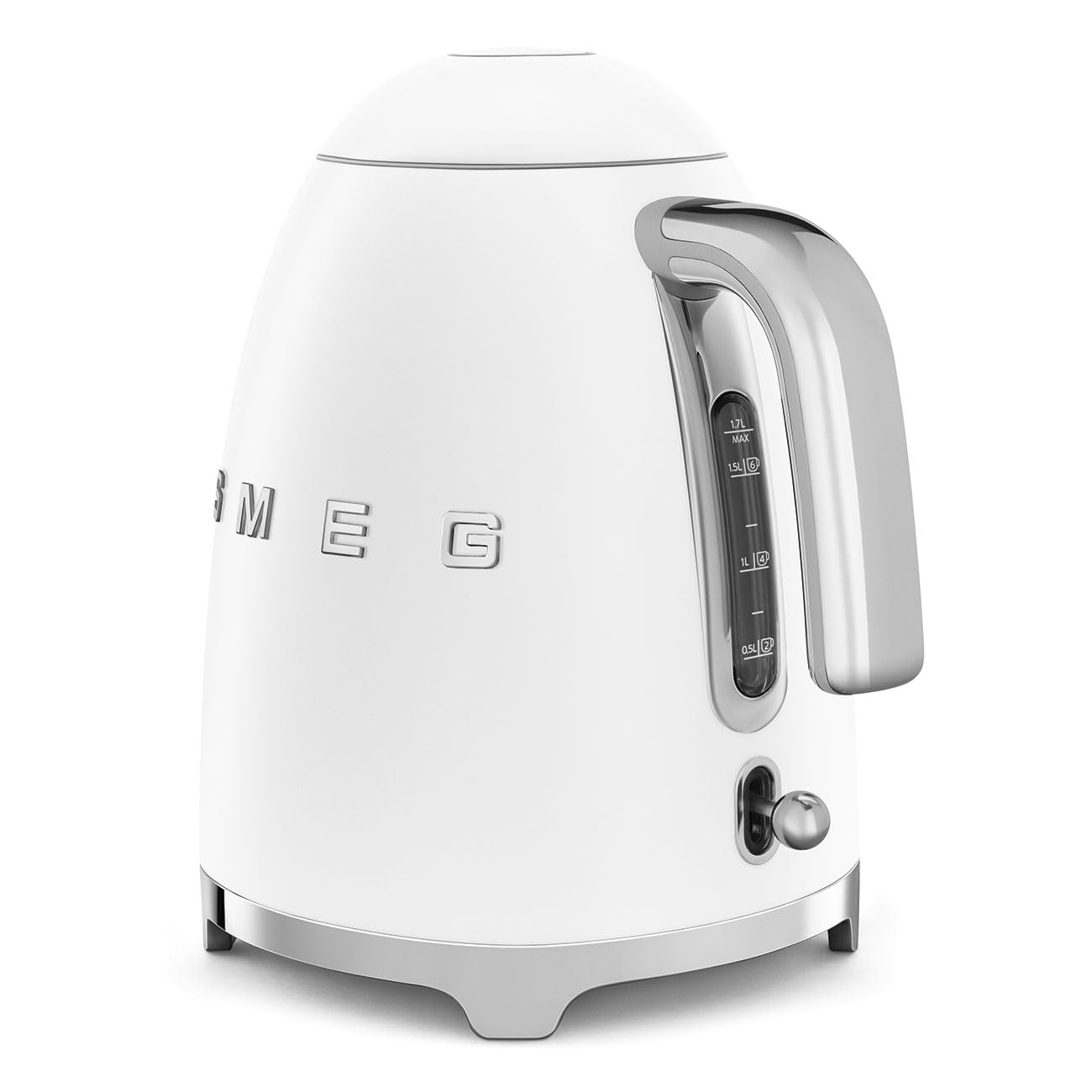SMEG KLF03 Hervidor de Agua Eléctrico de 7 Tazas, Estilo Retro, Tapa de Apertura Suave, Apagado Automático, Base Giratoria de 360° - Blanco
