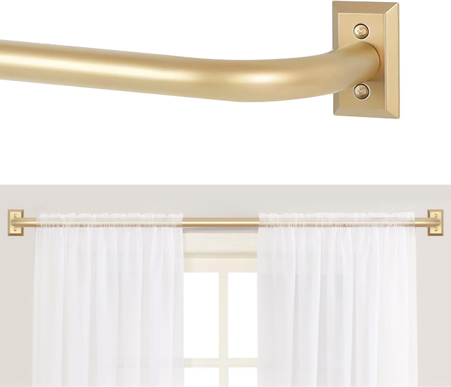 Window Treatment Hardware - Gold Wrap Around Curtain Rods,Gold Curtain Rods for windows 48 to 84 inch(4-7Ft),Adjustable Blackout Curtain Rod,1”Diameter Room Darkening Drapery Rods,Window Curtains Rod 48-90