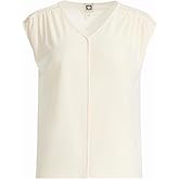 Anne Klein Women's Cap Sleeve, Lace Trim, V-Neck Jersey Top