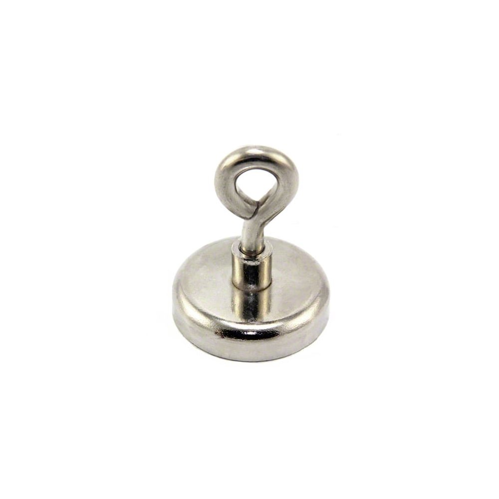 Neodymium Clamping Magnet with M8 Eyebolt for Hanging, Holding or Displaying Items - 48mm dia - 95kg Pull