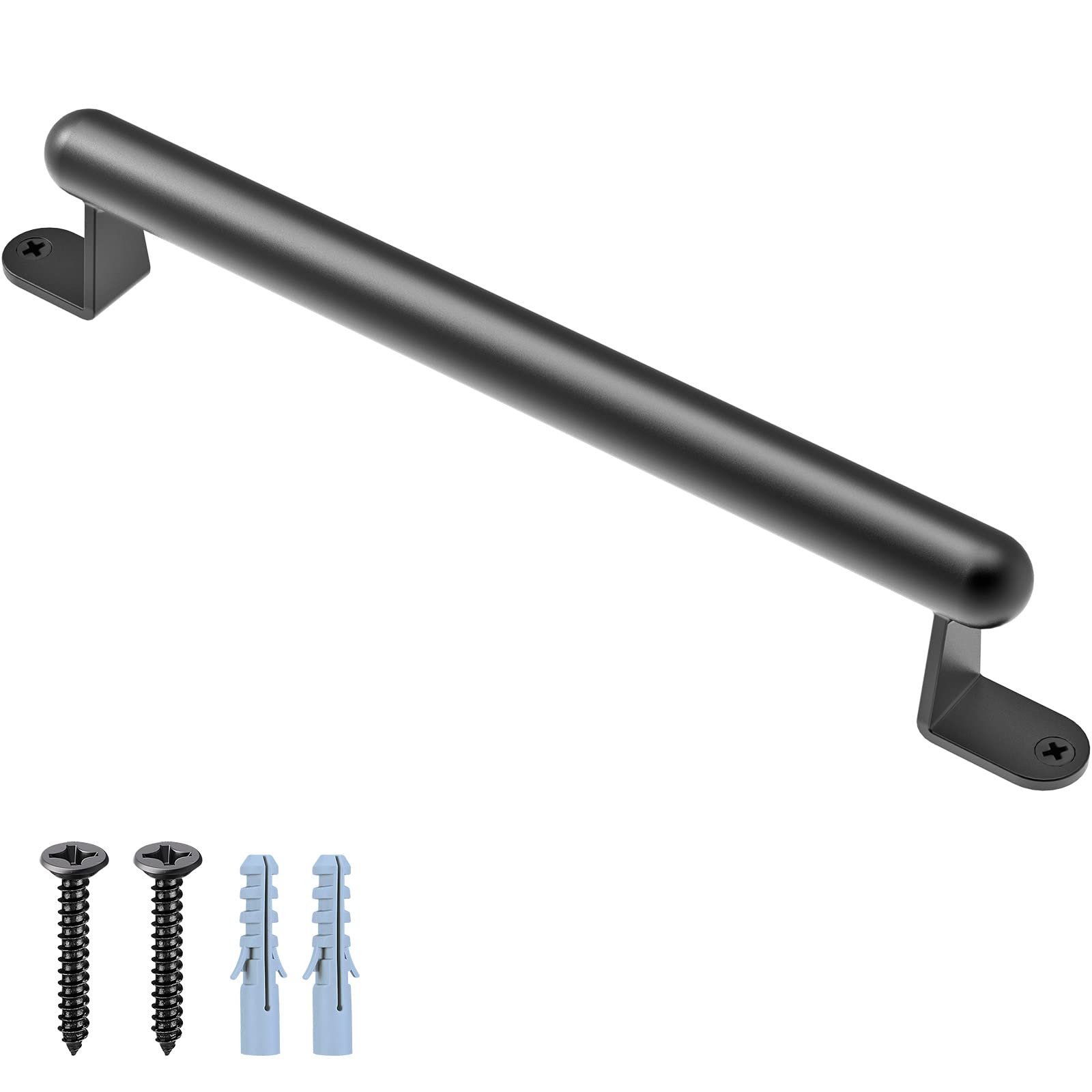 BeneLabel Metal Grab Rail, 38cm Kids Disabled Elderly Safety Grab Bar Wall Mounted Staircase Handrail Black Bathroom Hand Rail Door Handle for Indoor Outdoor Playground/Garden/Showers/Toilet/Bunk Bed