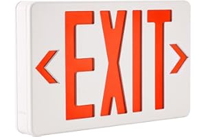 Garrini LED Exit Sign Emergency Light Single or Double Faces Rechargeable UL Certified GX-200NR (Red)