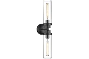 Emak 2 Light Black Vanity Lights for Bathroom,22 Inch Bathroom Light Fixtures Modern Wall Sconces with Clear Glass Shade for Bath, Bedroom, Hallway, VL085-BK-2