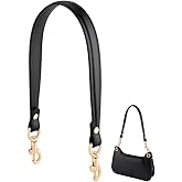 PH PandaHall 20 Inch Black Genuine Leather Purse Strap Bag Handle Purse Replacement Strap Short Bag Handle with Swivel Buckles for Purse Underarm Bags Handbag Making, 1 Inch Wide