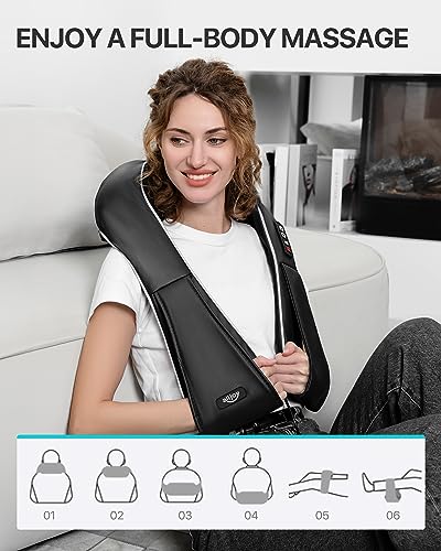 Neck Massager with Heat, 3D Neck Massager Shiatsu Massager for Back Shoulder, Christmas Gifts for Dad Mum, Back Massager for Women Men