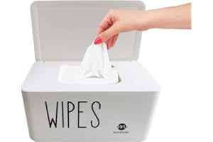 Moorfowl Baby Wipe Dispenser for Bathroom, Upgarde Design(8.2L x 4.9W x 3.9H inches), Minimalist Wipes Holder Container Flushable (White-New)