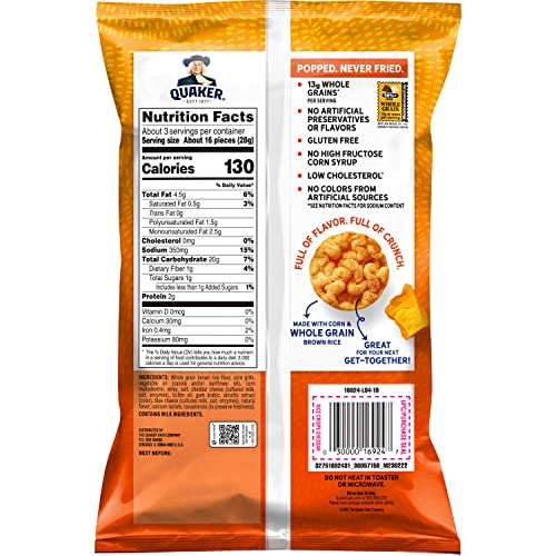 Quaker Popped Rice Cake Cheddar Cheese, 3.03 Oz Pricepulse