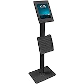 Mount-It! Anti-Theft iPad Tablet Floor Stand Kiosk with Literature Holder | Lockable enclosure, literature holder, fits iPad 7-11 Pro Air A16, bare tablet only, 90 rotate, 75 tilt, bolt down, Black