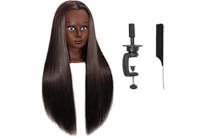 BAODANHAIR Mannequin Head with Hair 28“ Cosmetology Manikin Doll Head Mannequin Head for Braiding Hairstylists Cosmetology Students Practice Styling with Free Clamp (606-black-4#)