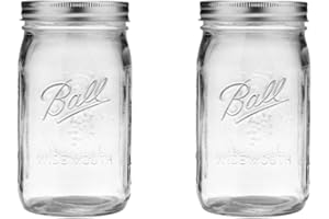 Ball Wide Mouth Glass Mason Jars with Lids and Bands, Used for Canning, Pickling, Juice, Jam, Jelly, Quart Size 32 Ounce (Pac