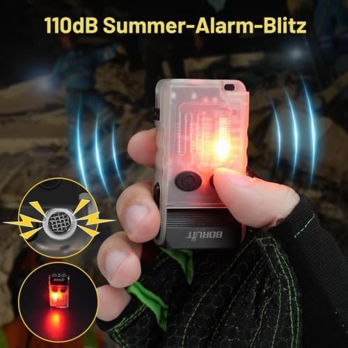 V20 Mini Taschenlampen, 180° Drehbar Taschenlampe mit 365nm UV Licht, 110dB Buzzer Alarm, 1000 Lumen Super Hell mit 13 Modi, IP67 Wasserdicht, für Camping Wandern Notfa (weiß)