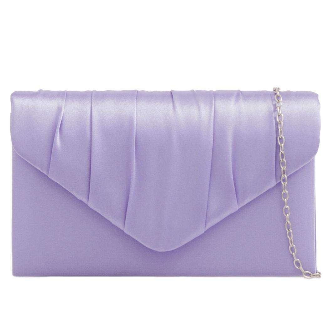 Purple Possum® Lilac Satin Envelope Clutch Bag Evening Bag Ladies Shoulder Bag Prom Wedding