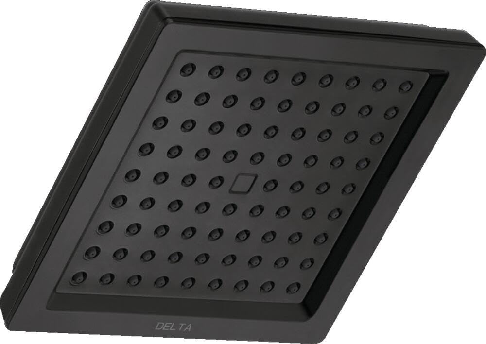 View 1 of Delta Faucet Single-Spray Shower Head, Matte Black Shower Head, Square Shower Head, Delta High Pressure Shower Head, 2.5 GPM Shower Head, Matte Black RP62283BL