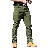 THWEI Mens Tactical Cargo Pants Water Resistant Hiking Pants with No Belt Army Green XL