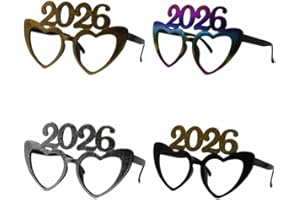 Nenluny 4 Pack 2026 Glasses Happy New Year Eyeglasses Fancy New Year Party Glasses Funny Sunglasses Eyewear for 2026 New Year Party Decorations